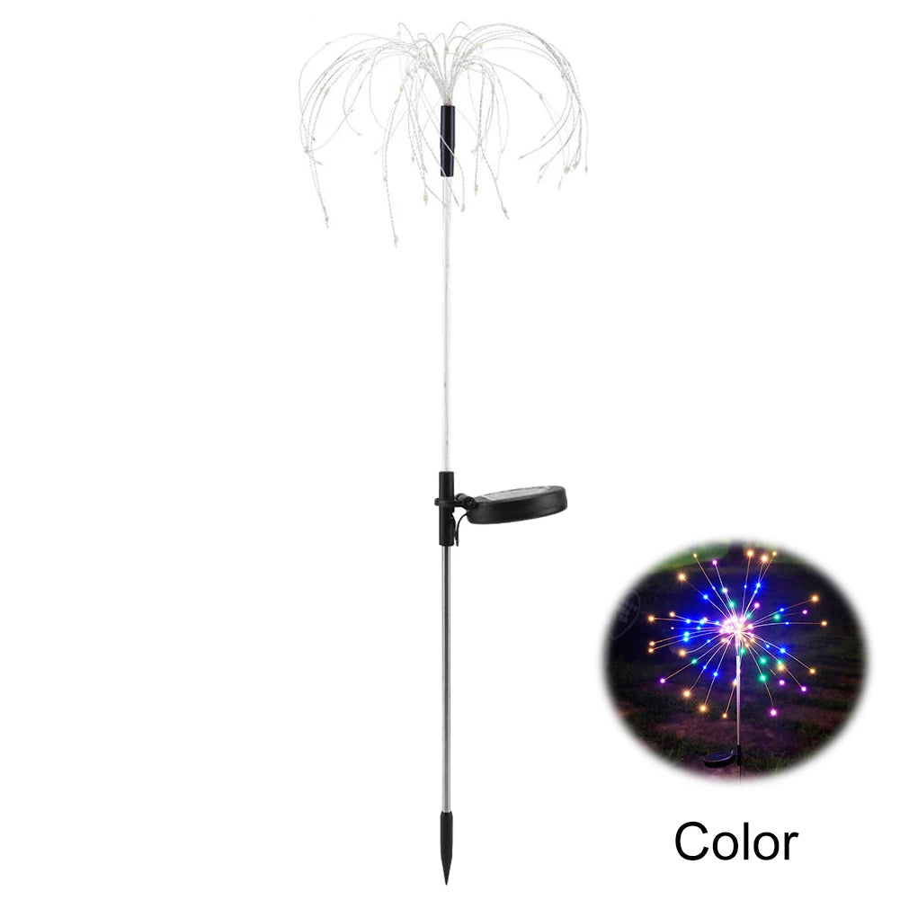 2Pcs Outdoor Solar Fairy Lights 200 LED Copper Wire Solar Firework Lights Waterproof for Yard Patio Pathway Lawn Flowerbed Decor