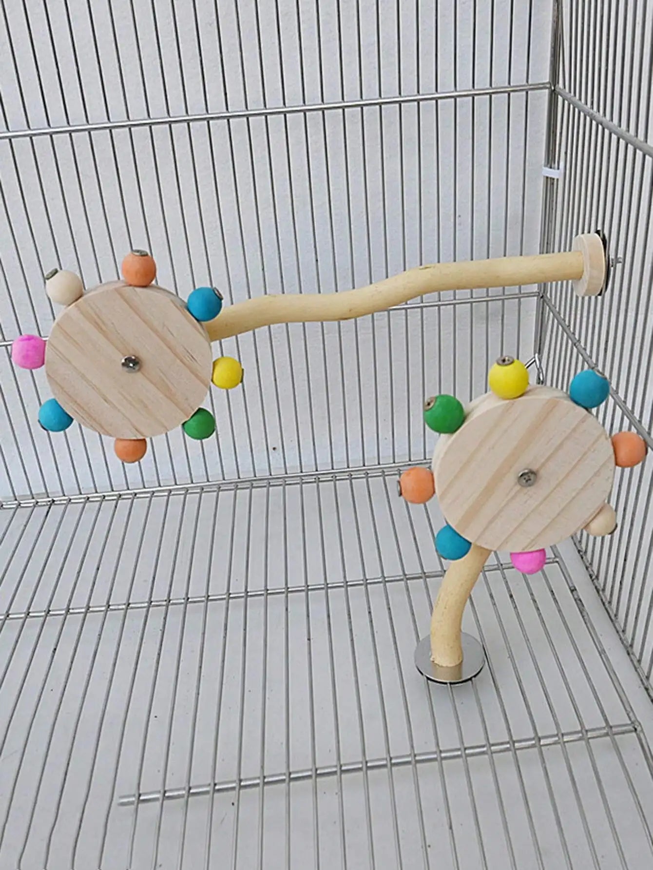 1pc Parrot Toy Spiral Rotating Pole With Cage Stand For Exercise And Fun