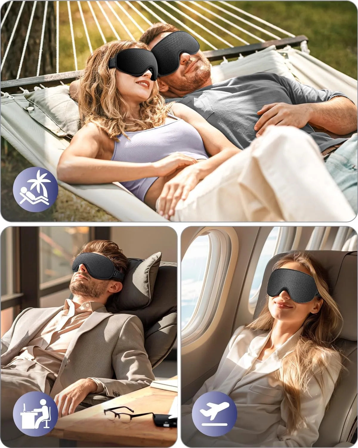 Sleep Mask ,Blackout Eye Masks for Sleep - 3D Breathable Soft Comfortable Eye Mask for Sleeping- Adjustable  Night Masks
