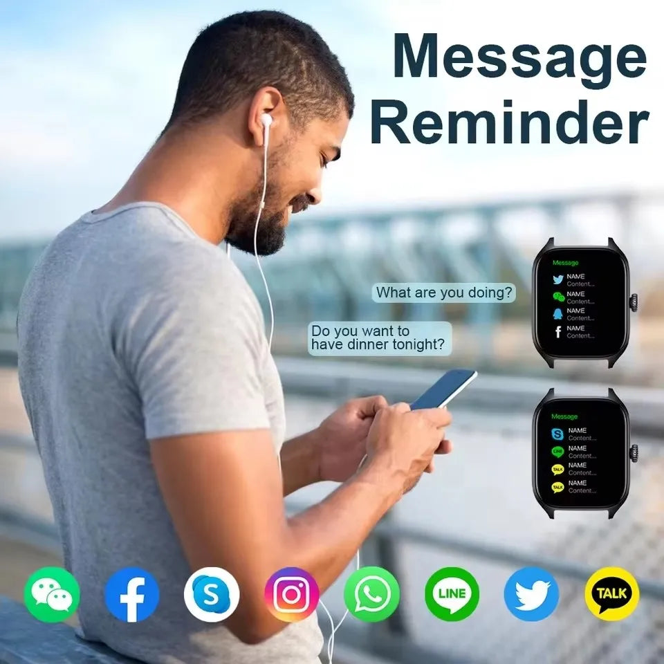 2025 Smart Watch Android IOS Phone 2.01 Inch Color Screen Bluetooth Answer Call Fitness Watches Tracker Smartwatch Women Men