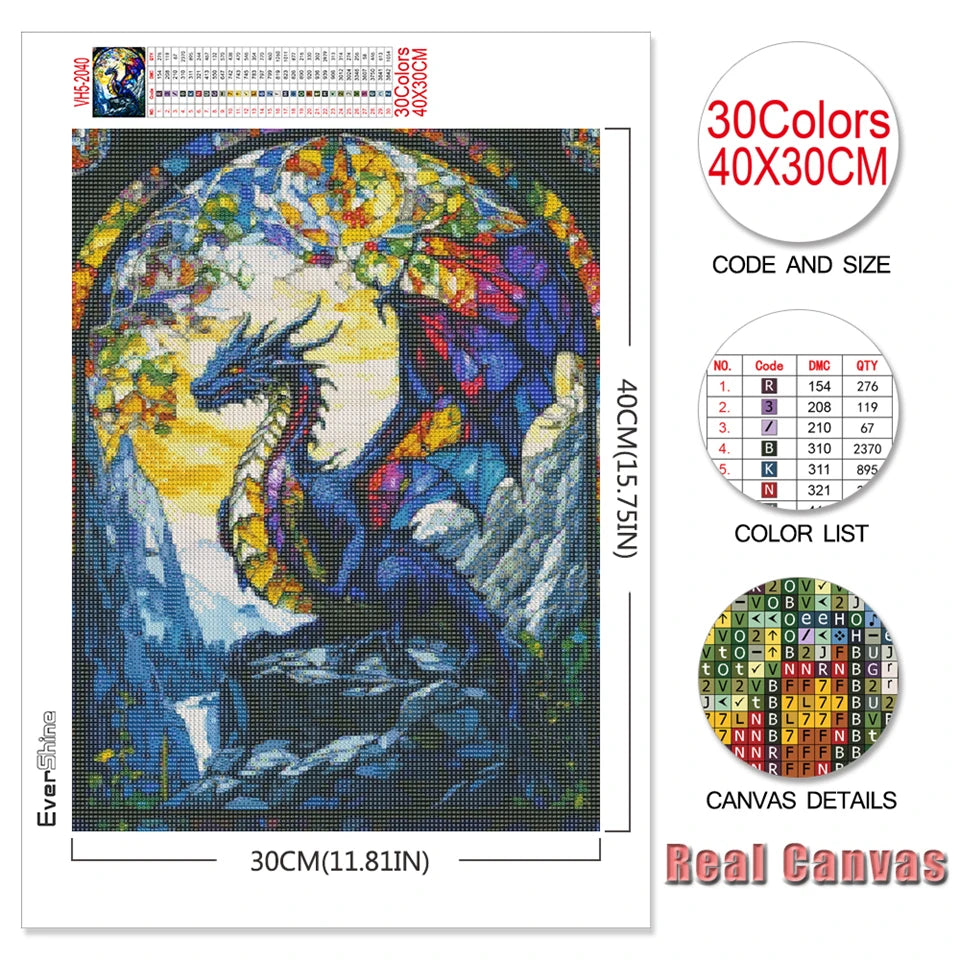 EverShine New Arrivals Diamond Mosaic Cat Lion Complete Kit Painting Animal Stained Glass Art Embroidery Dragon Halloween Decor