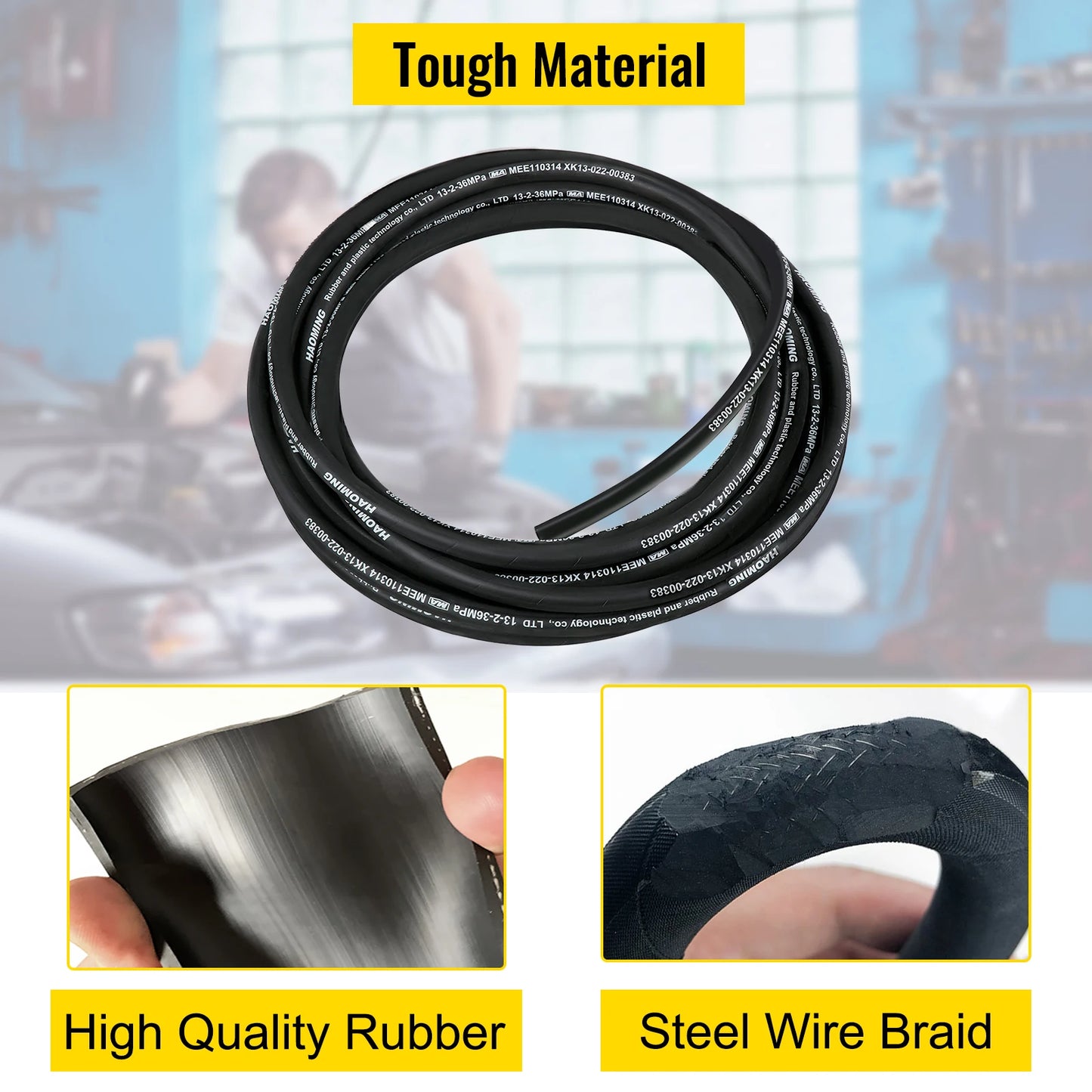SucceBuy High-pressure Hydraulic Hose 50 /328 FT Length 5000 PSI Max Pressure Rubber Oil Hose for Car Truck Tractor Small Engine