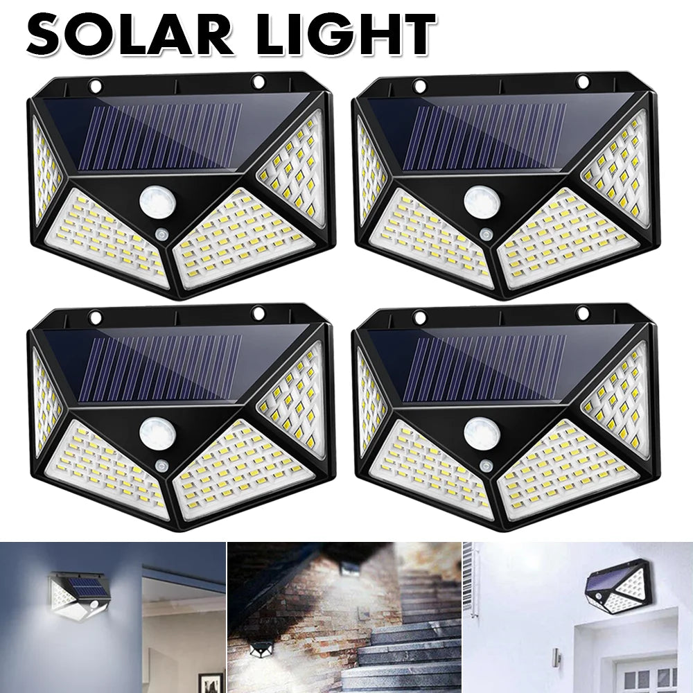 2-12pcs 100 LED Solar Power Motion Sensor Light Outdoor Security Garden Waterproof