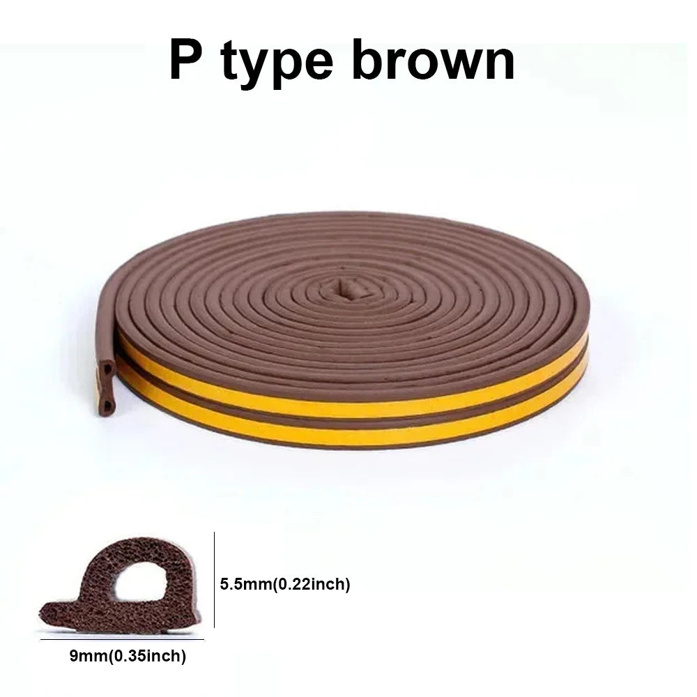 5m/10m DIEP Shape Door Seal Strip Self-adhesive Window WeatherStripping Insulation Noise Rubber Sealing Strip Draft Stopper Tape