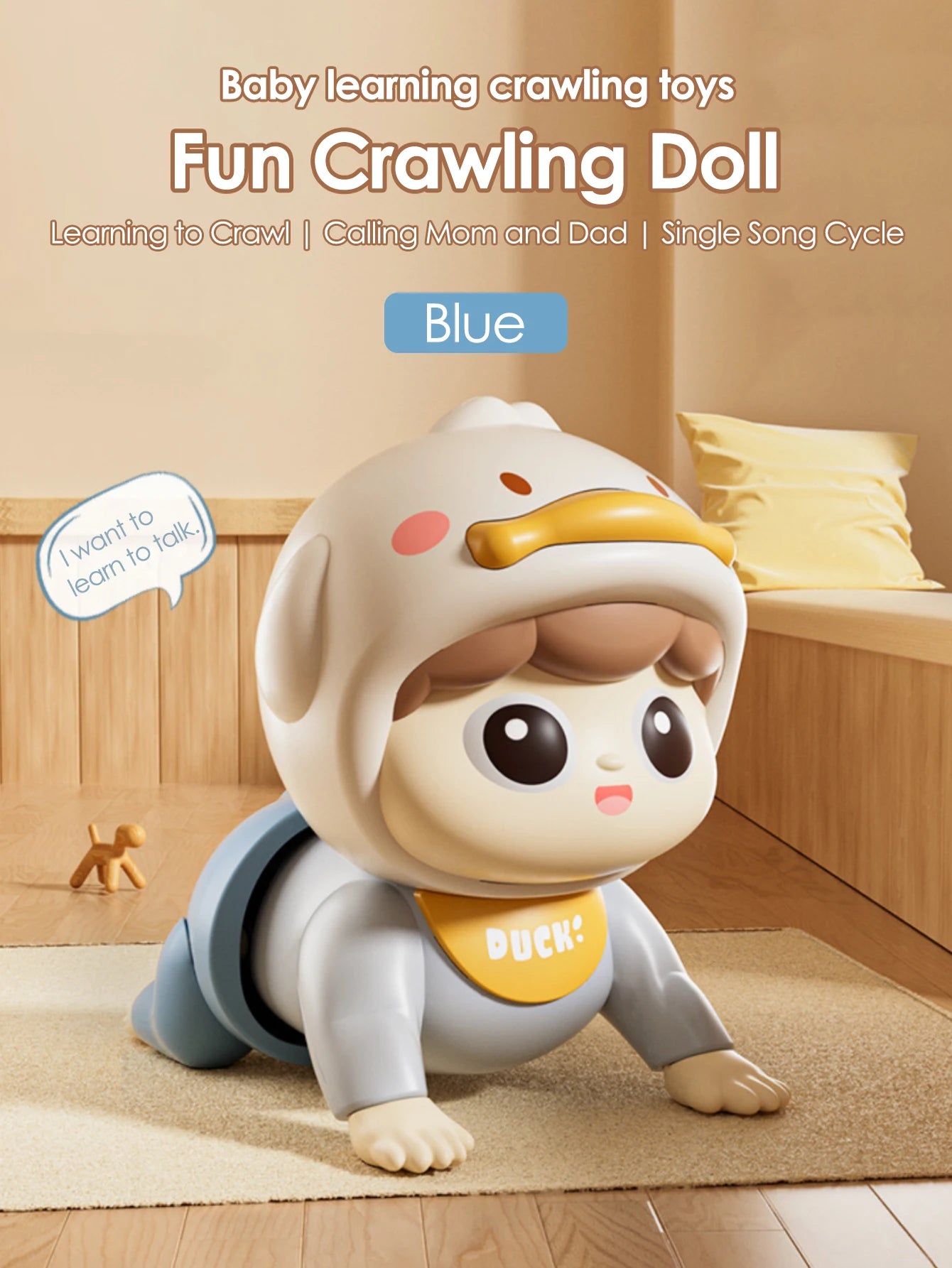 1Pcs Crawling Doll with Music Baby Toys, learn crawling guidance, head up training, puzzle early education Toy，baby gift