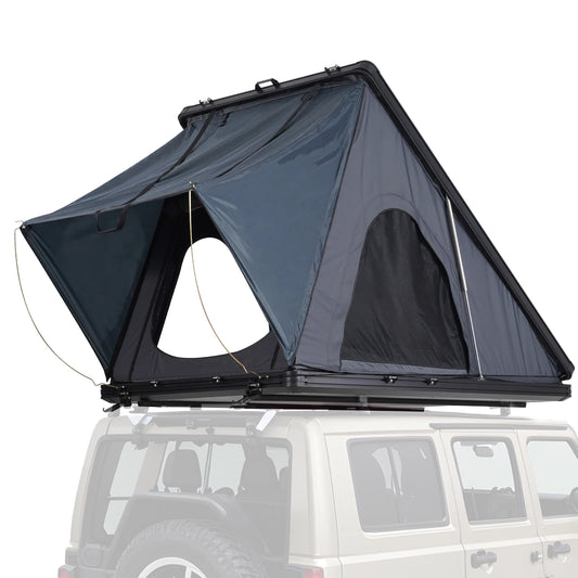 SucceBuy Rooftop Tent Hard Shell Roof Top w/ Telescopic Ladder Thick Mattress Waterproof Windproof for Jeep Van Pickup Truck