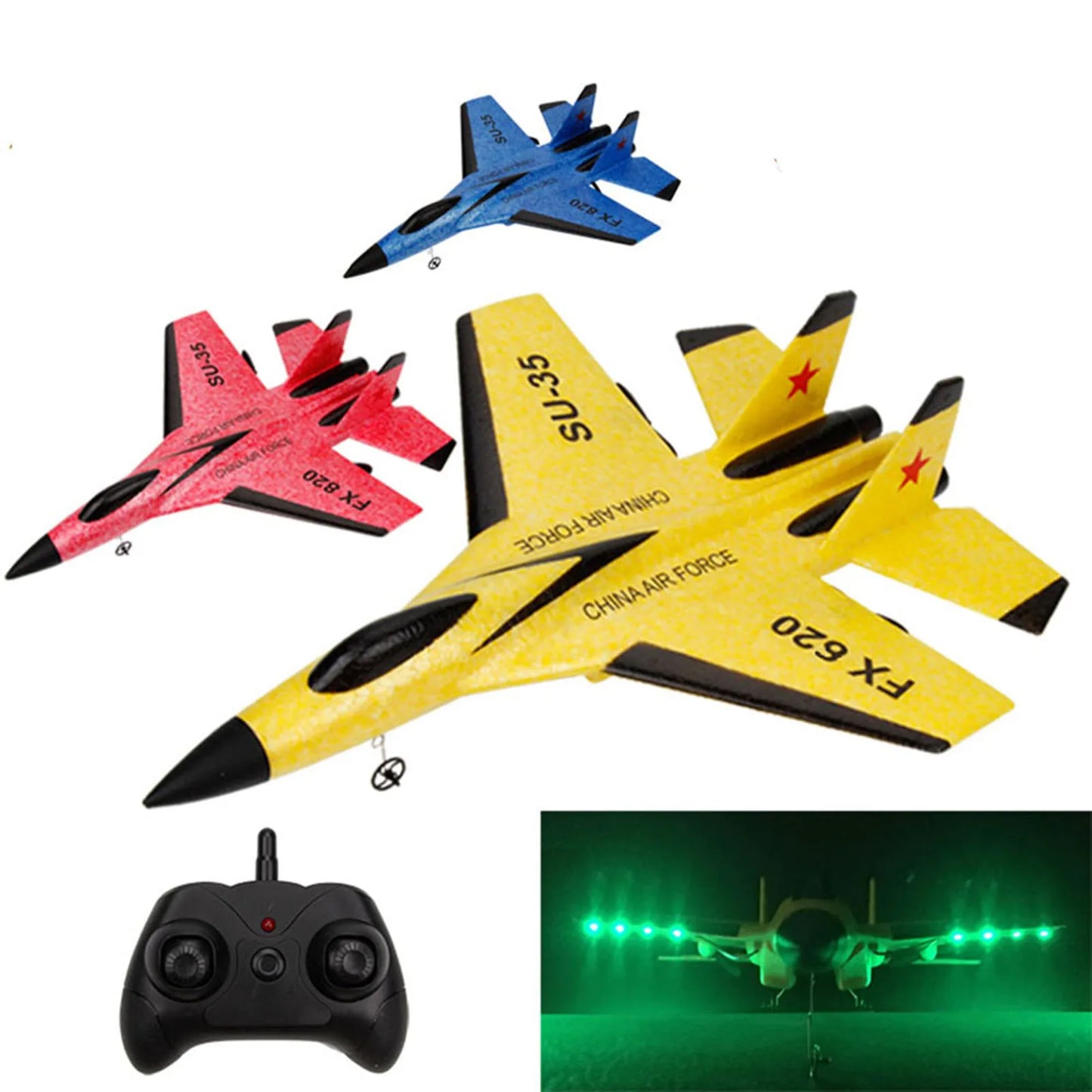 NEW RC Airplane 2.4GHz RC Plane Gliding SU-35 Aircraft Model EPP Flight Toys 3-axis Gyro Stability for Adults Kid Boy 2 Battery
