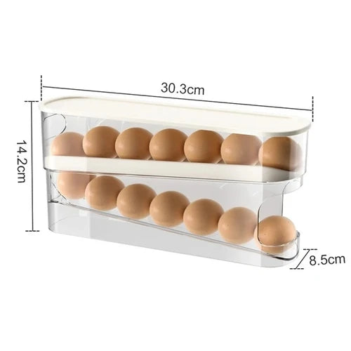 Bilayer Fridge Egg Storage Box Automatic Rolling Eggs Holder Rack Ladder Style Refrigerator Eggs Dispenser Egg Organizer 2030