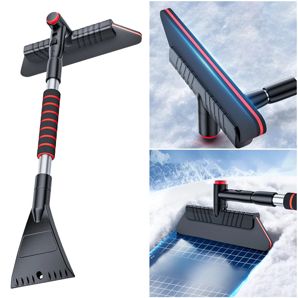 NEW 2 In 1 Extendable Car Snow Shovel Ice Scraper Ergonomic Handle Front Windshield Ice Scraping Defrost Broom Auto Cleaner Tool