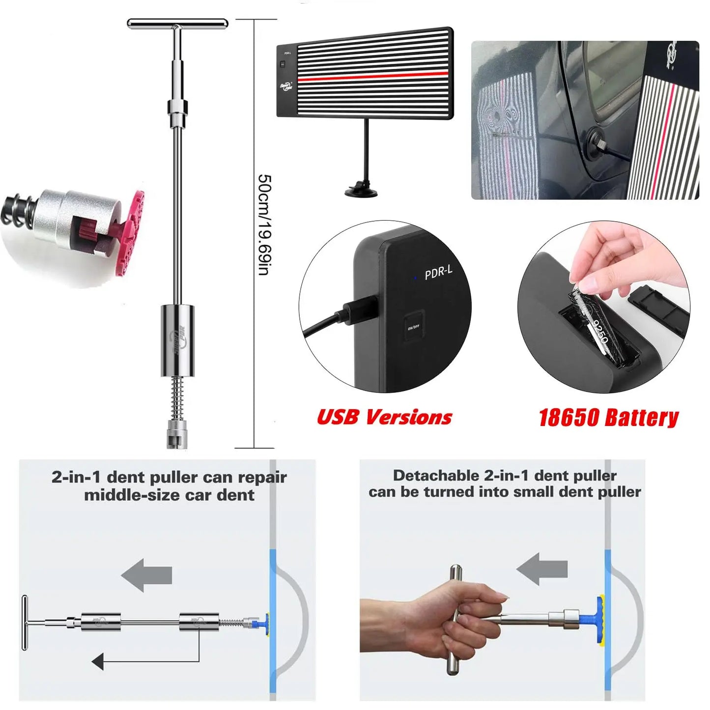 Super PDR Kit Dent Removal Tool Car Dent Repair Tools Kit Car Dent Repair Paintless Dent Removal Tools Repair Dent Car Dent Pull