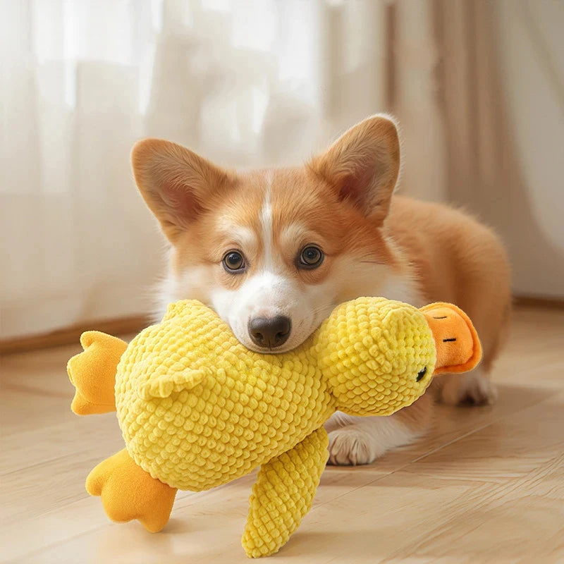 Yellow Duck Plush Dog Chew Toy Bite Resistant Molar Puppy Interactive Toy Relieve Boredom for Small Pet Dogs