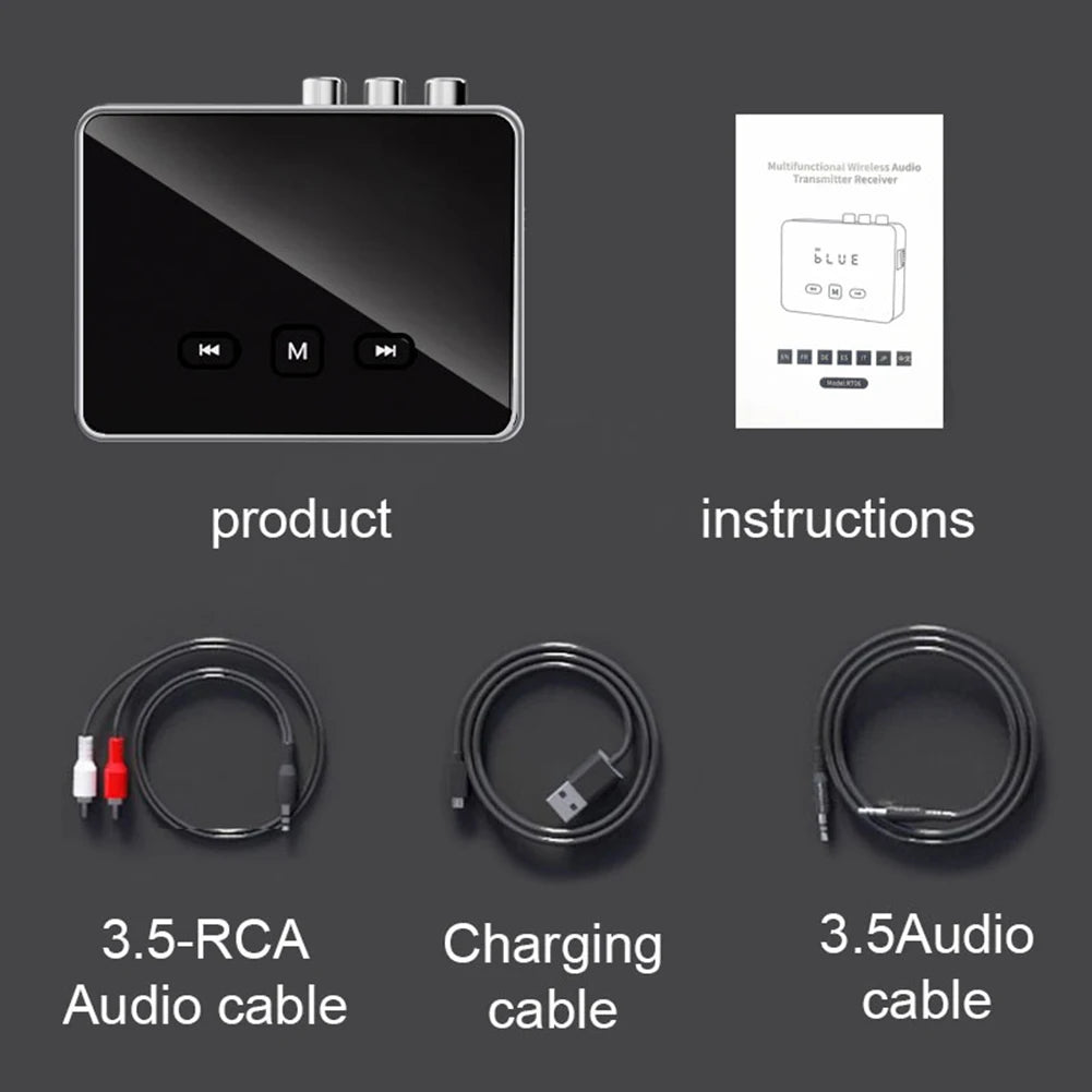 BT 5.4 Receiver Transmitter with RCA 3.5mm AUX & Display BT Audio Adapter Wireless Adapter for TV/Car/PC/Home Stereo/Speakers