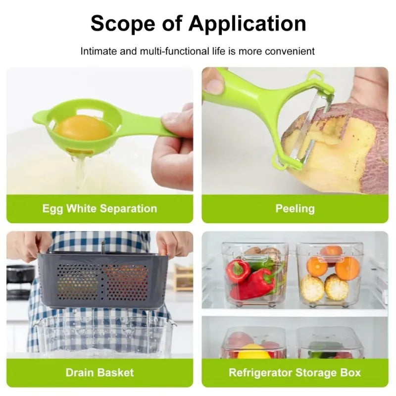22 In 1 Multifunction Vegetable Chopper Mandoline Slicer Onion Dicer Food Grater With Drain Basket Container Kitchen Accessories