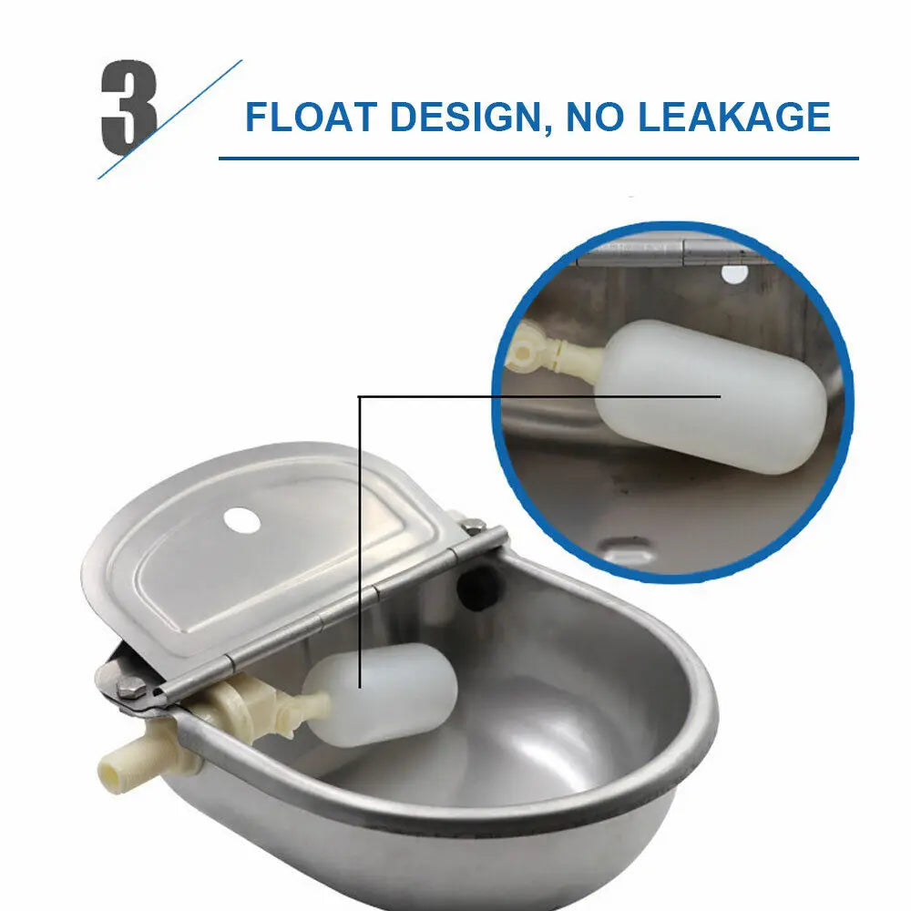 Stainless Pipe Water Trough Bowl Auto Drinking For Dog Horse Chicken Auto Fill