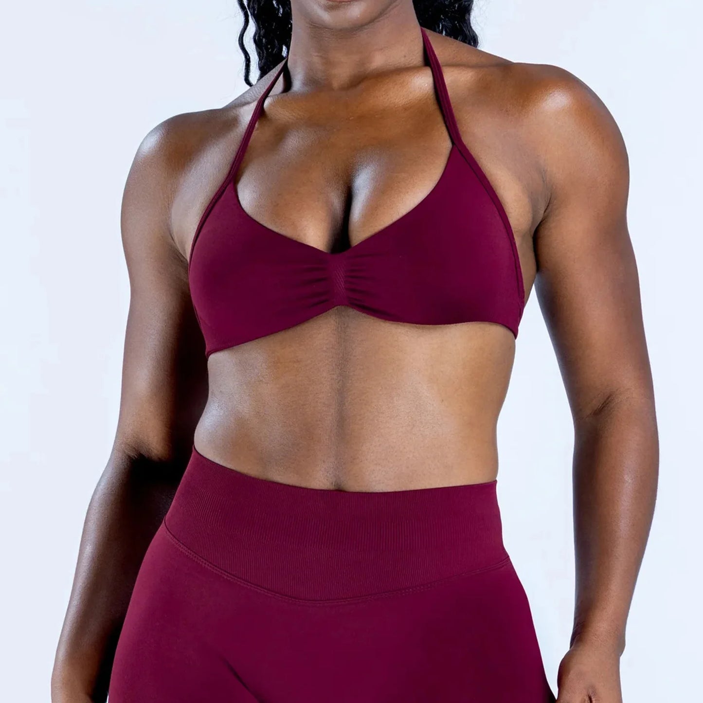 2PCS Gym Set Women Strappy Yoga Bra Top High Waist Workout Scrunch Shorts Sports Suit Seamless Yoga Set Fitness