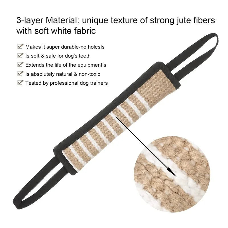Tug Toy for Dogs Jute with 2 Strong Handles Lasting Training Equipment Puppy To Medium Dog Interactive Toys of War Pull Pet