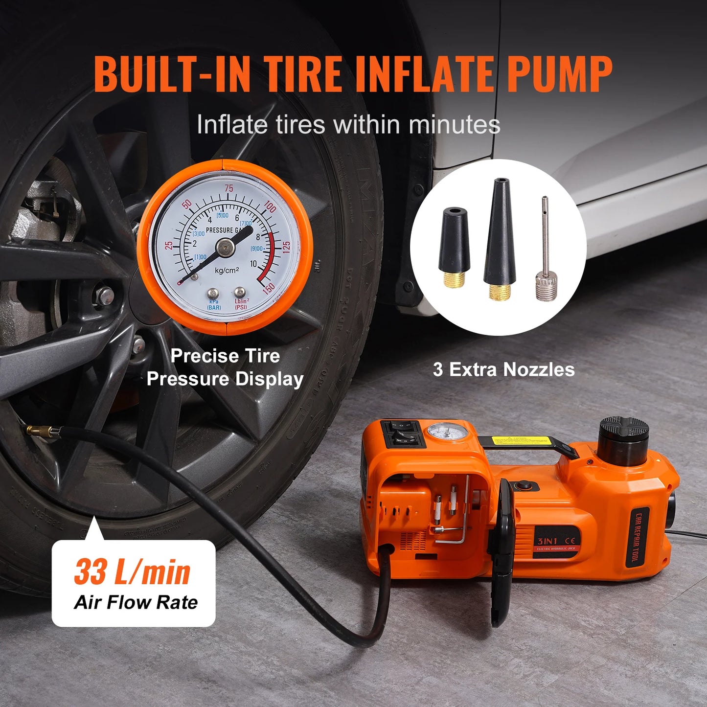 SucceBuy 5 Ton Electric Car Jack 11023 LBS Hydraulic Jack Lift Portable Car Jack to SUV Sedan Truck Change Tires Garage Repair