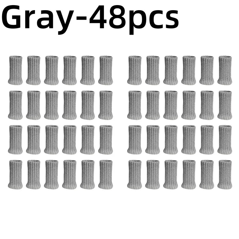 24PCS Floor Protector Chair Leg Sock Cute Anti-Noise Elastic Table Foot Cover Knitting Non-Slip Protective Case