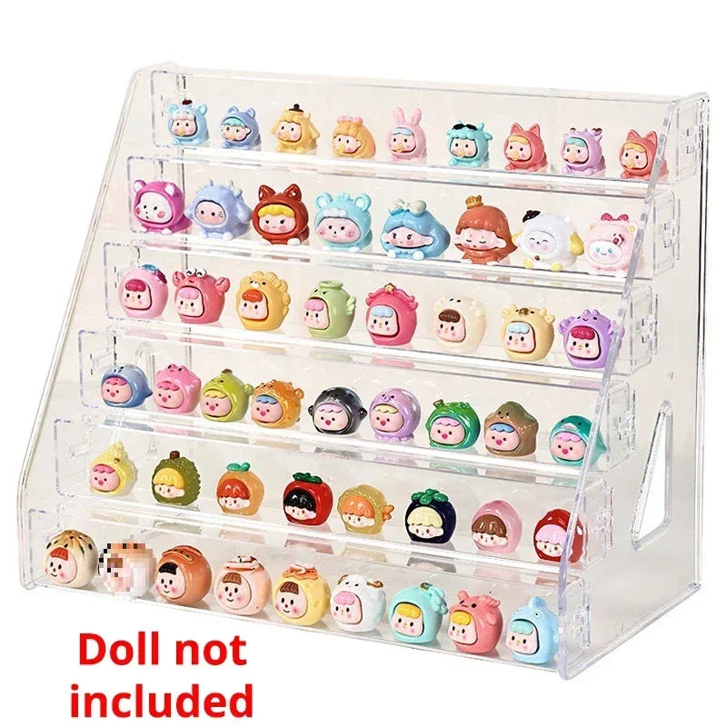 Transparent ABS Blind Box Display Rack Protect Cover for Mini Molly DIY Figure Doll Assemble Storage Box for Collector Cabinet
