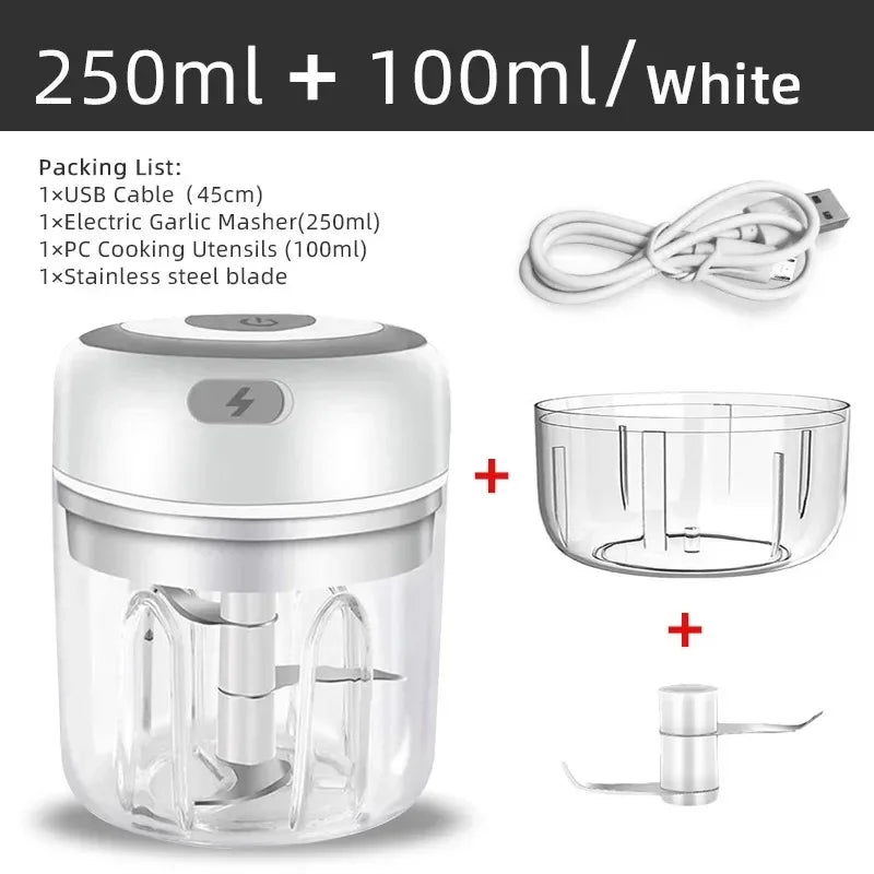 100/250ml Electric Kitchen Food Chopper Mini Garlic Masher crusher USB Portable Meat Grinder Vegetable Chopper for kitchen tools