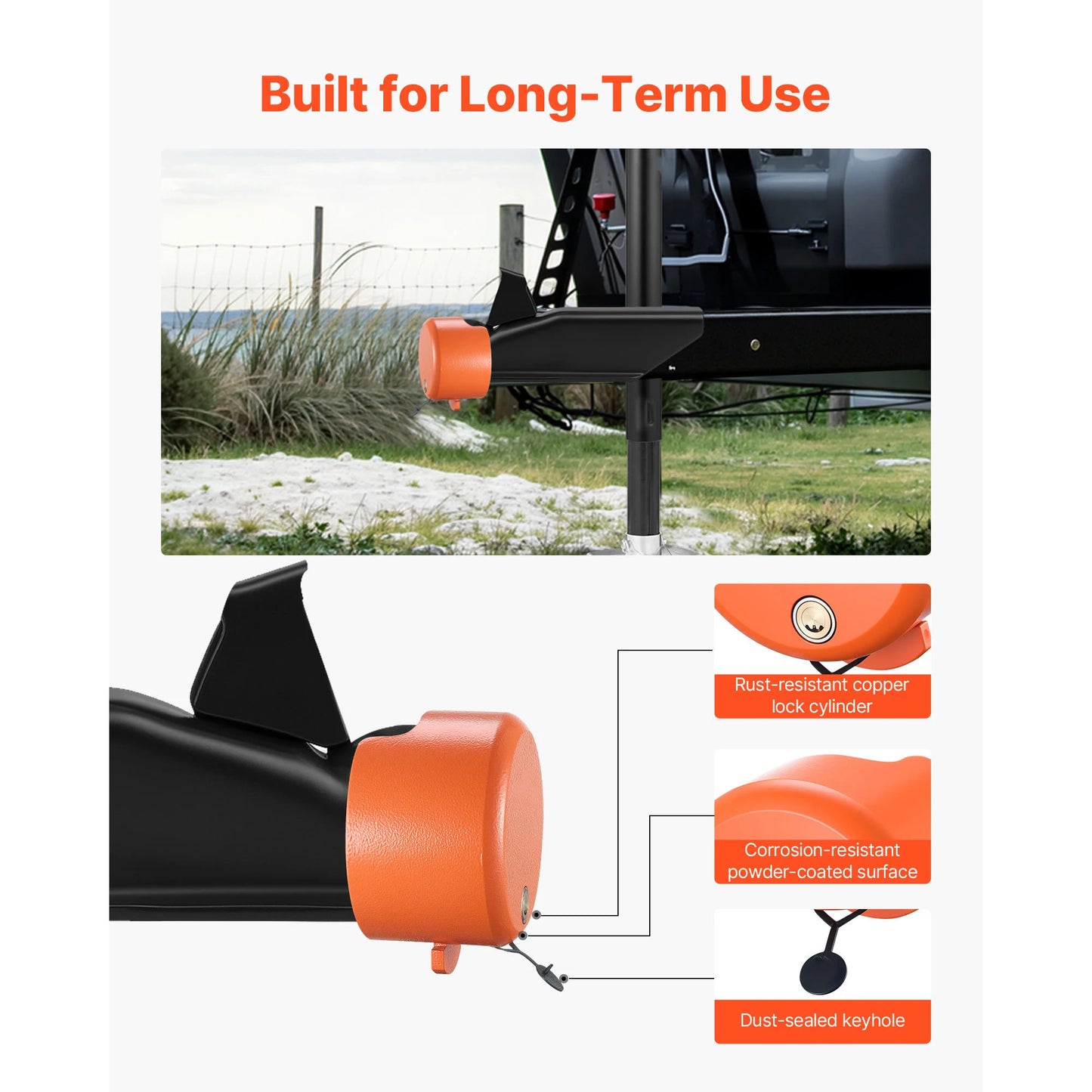SucceBuy Boat Trailer Lock Fits 1-7/8 & 2 & 2-5/16in Straight Tongue Ball Couplers Hitch Lock with 4 Keys Security Chains for RV