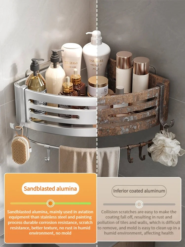 No-Drill Bathroom Shelf Shelves Shampoo Makeup Storage Holder Kitchen Organizer Wall Mounted Bathroom Accessories