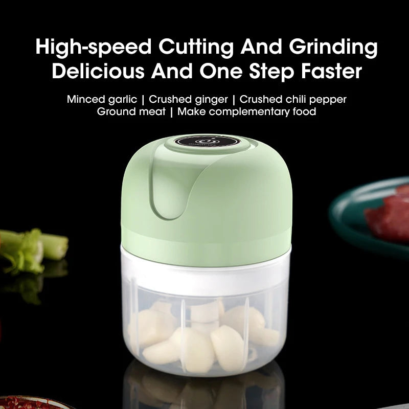 Mini Electric Garlic Grinder for Baby Food Multifunctional Meat Grinder USB Rechargeable Home Kitchen Vegetable Chopper
