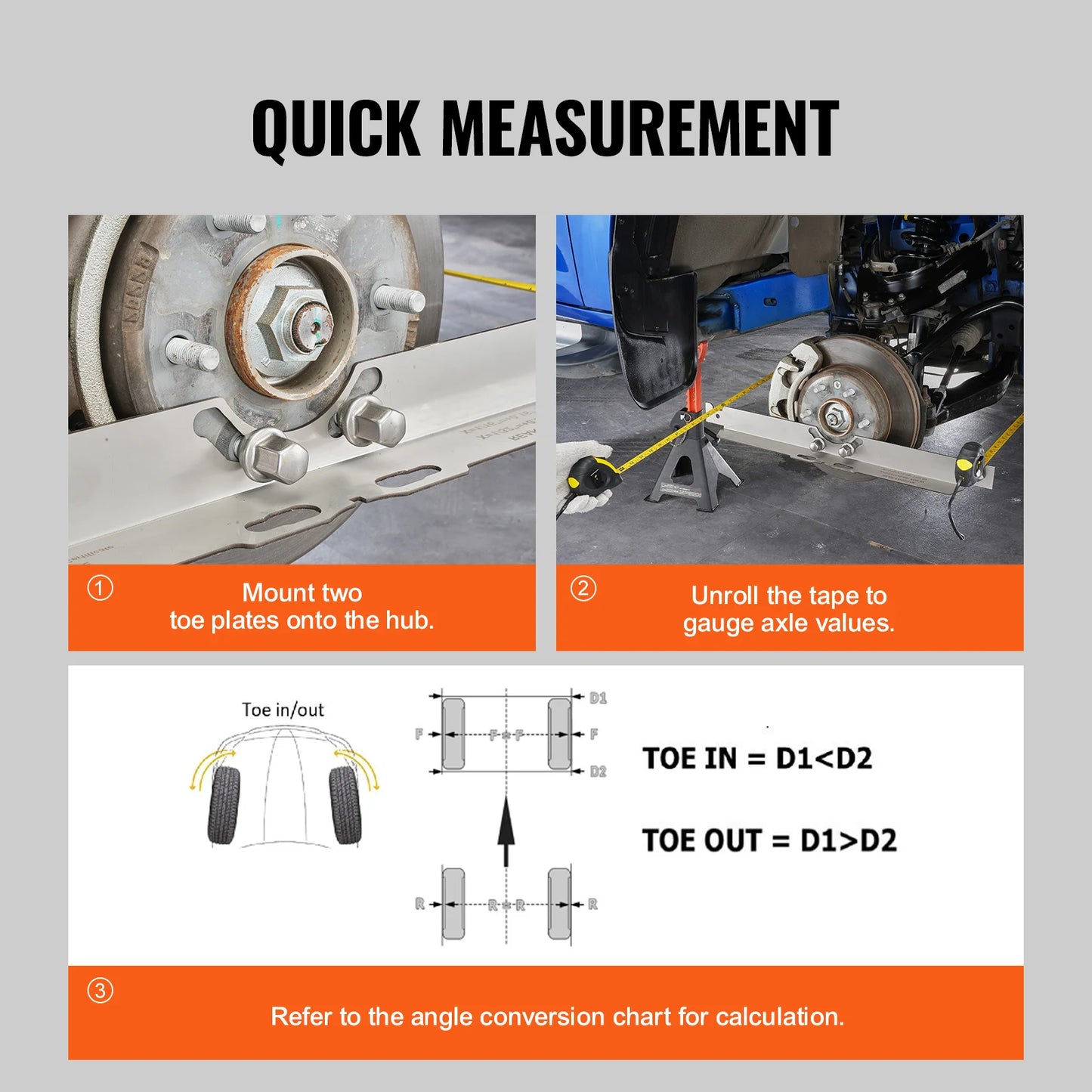 SucceBuy Wheel Alignment Tool 2-Pack Toe Alignment Plates Stainless Steel Wheel Alignment Tool Plate Angle Accurate Measurement
