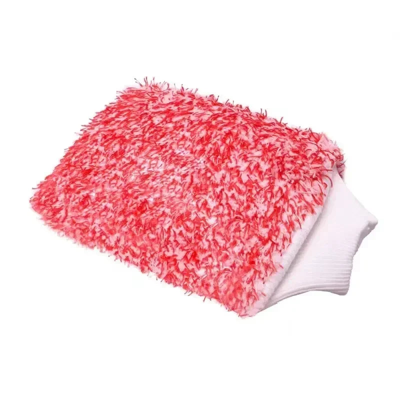 Double Sided Thick Plush Car Cleaning Gloves Ultra-fine Fiber Water Absorbing Cleaning Coral Fleece Large Car Wash Gloves