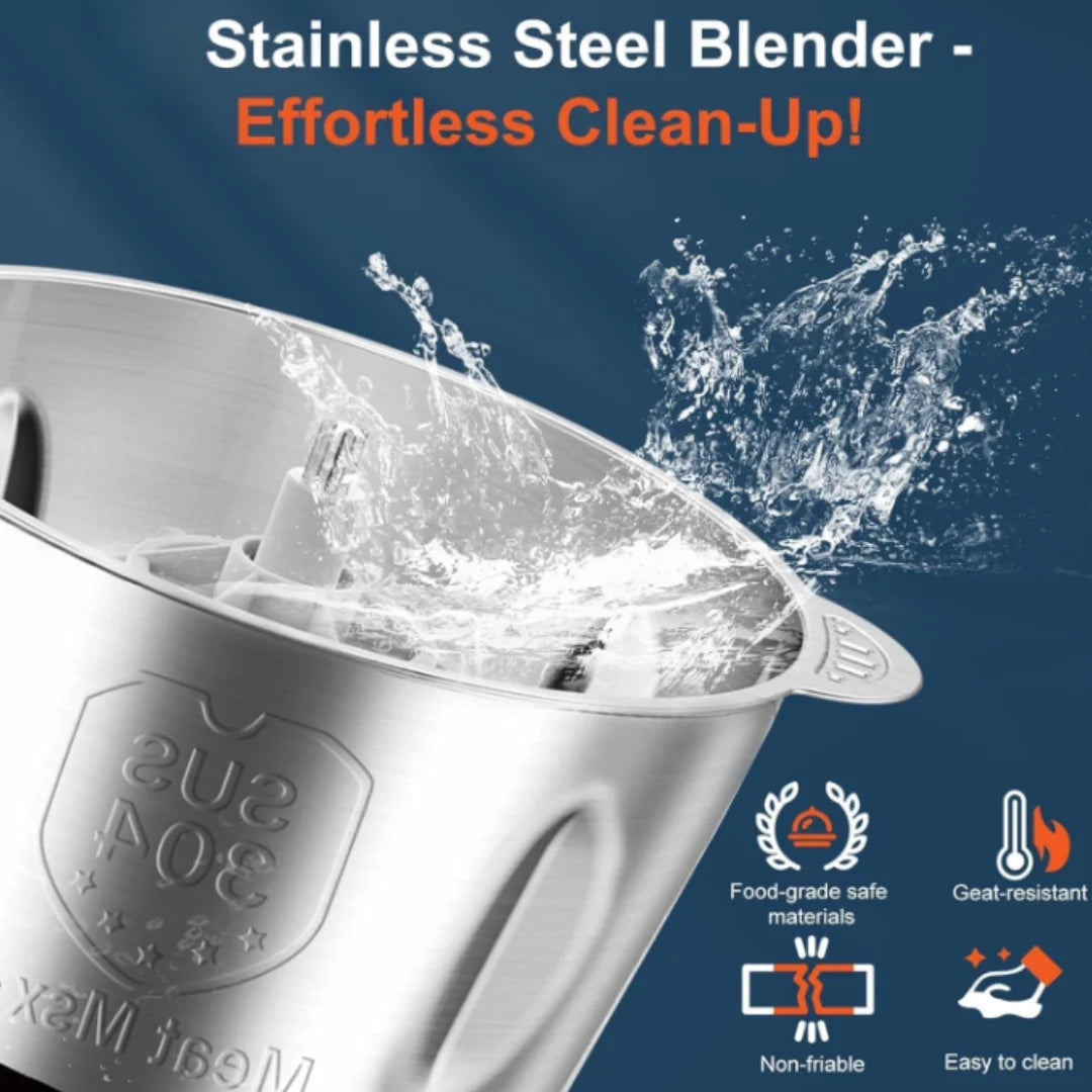 5L Stainless Steel Food Processor - Versatile Meat & Vegetable Chopper with Dual Blades