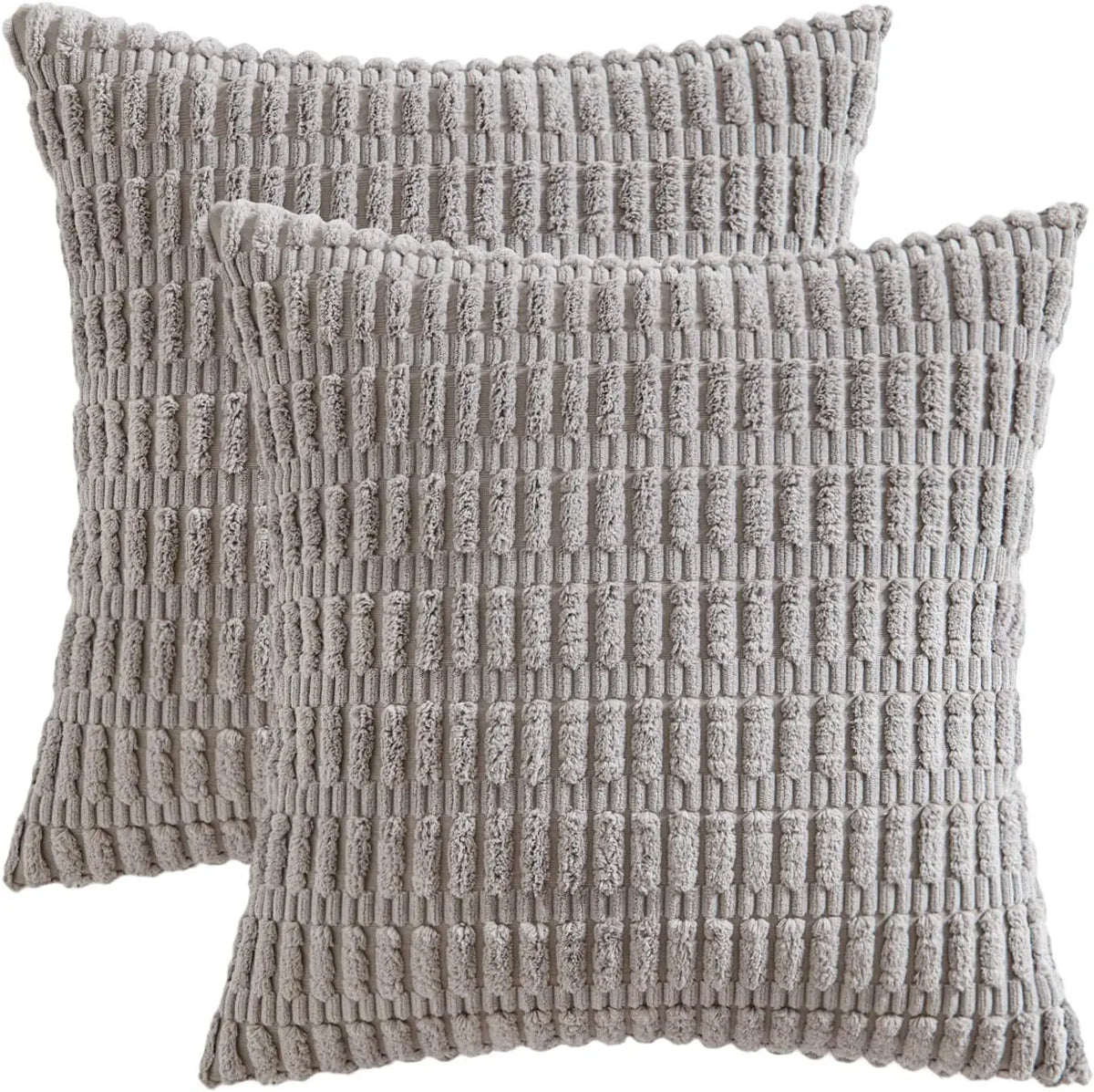 Corduroy Decorative Throw Pillow Covers 18x18 Inch Soft Boho Striped Fall Pillow Covers Modern Farmhouse Home Decor for Sofa Bed