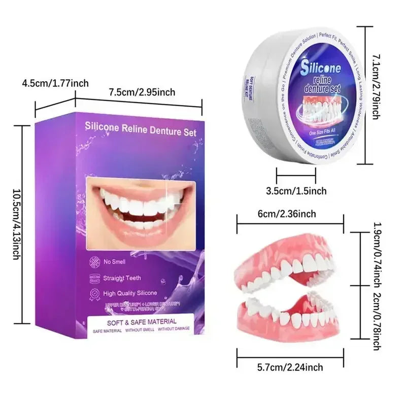 Silicone Denture Set Fit Temporary Orthodontic Teeth 2026 Fake Tooth Oral Hygiene Care Whitening Dentures Simulation Braces