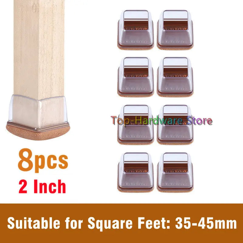 8Pcs TPE Silicone Chair Leg Floor Protectors with Felt,Chair Leg Caps,Furniture Leg Feet Protection Cover Protect Hardwood Floor
