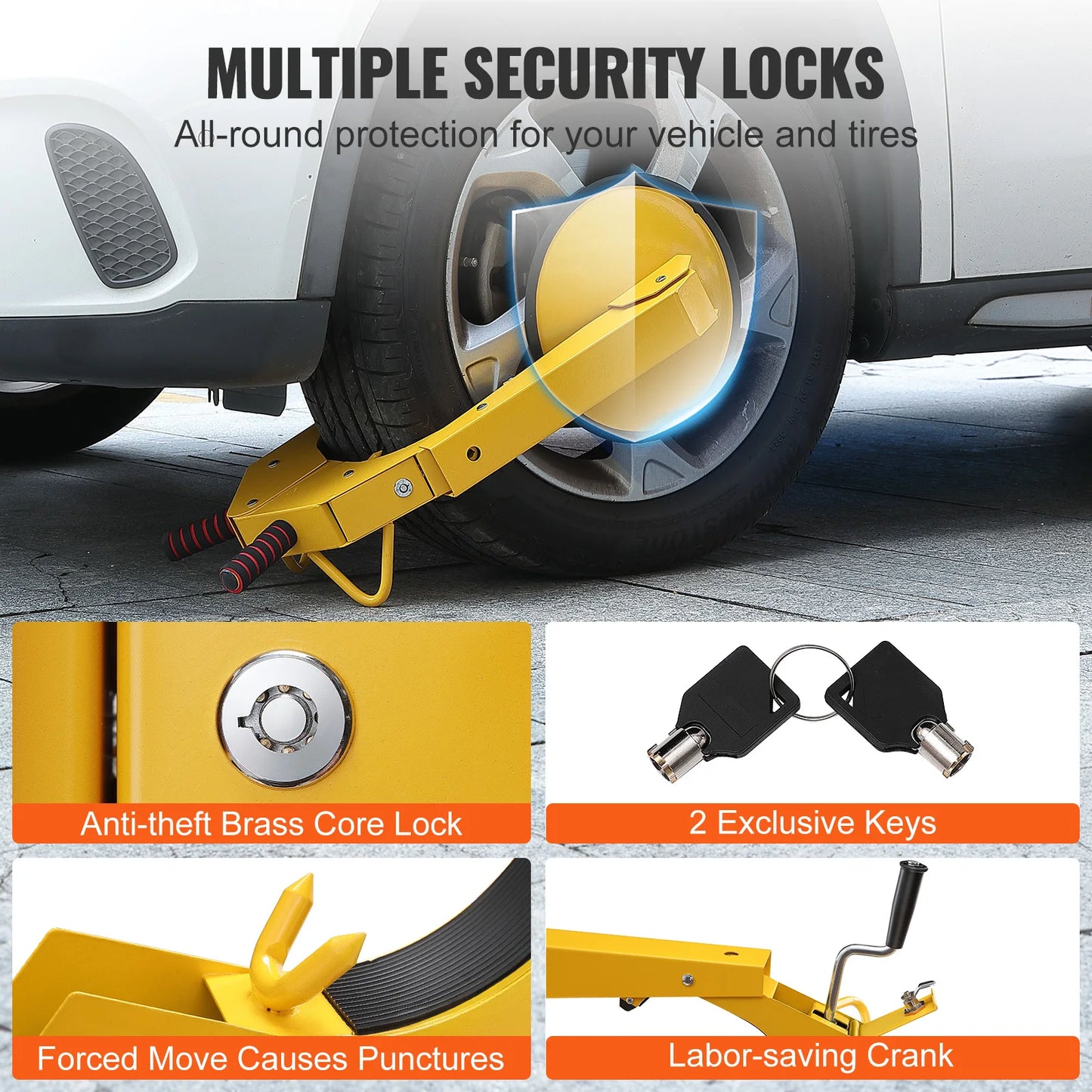 SucceBuy Wheel Lock Clamp 1/2Pack Trailer Wheel Lock Heavy-Duty Anti Theft Tire Lock Adjustable Tire Boot Lock Tire Claw for RV