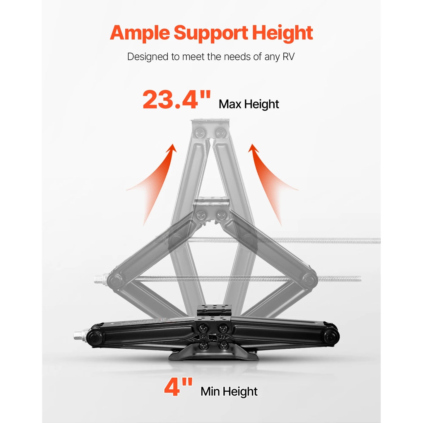 SucceBuy 9000lbs RV Scissor Jacks 4-23.4in RV Stabilizer Leveling Scissor Jacks Set of 2 Heavy Duty Stabilizer Jack with Handle