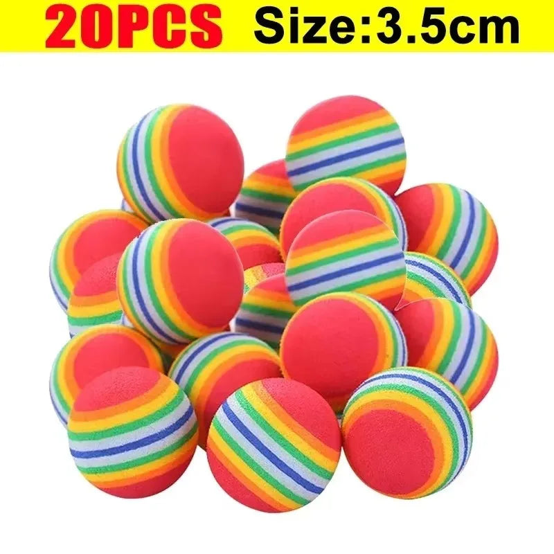 10-30Pc Colorful Cat Toy Ball EVA Bite-Resistant Elastic Rainbow Ball Kitten Puppy Chewing Training Interactive Toy Pet Supplies