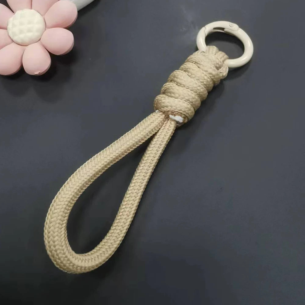 12cm Paracord Braided Woven Keychain Wrist Rope Phone case Anti-lost Rope Strap Key Ring Tactical Survival Tool Backpack Buckle