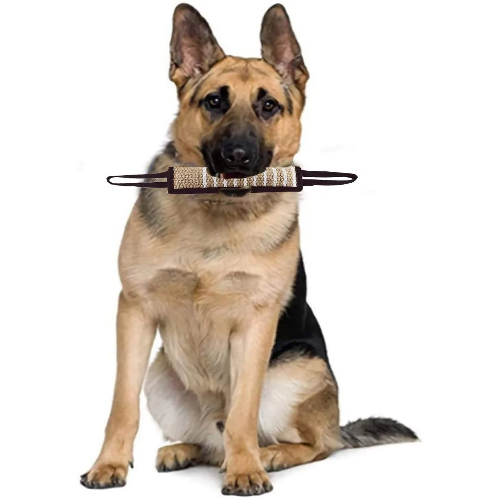 Tug Toy for Dogs Jute with 2 Strong Handles Lasting Training Equipment Puppy To Medium Dog Interactive Toys of War Pull Pet