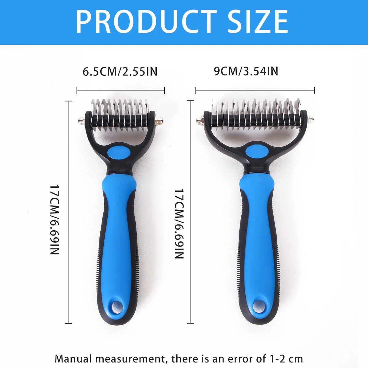 1pc Pet Grooming Brush Double Sided Shedding and Dematting Undercoat Rake Comb for Dogs and Cats