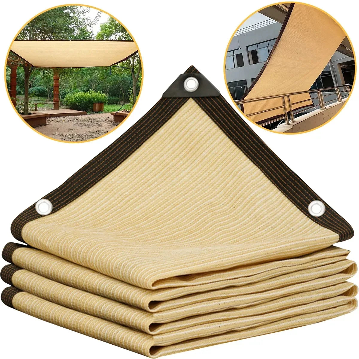 Beige Shading Net, UV Protection, Plant Shed, Outdoor Sunshade, Mesh, HDPE Sunscreen Fabric Sunshade