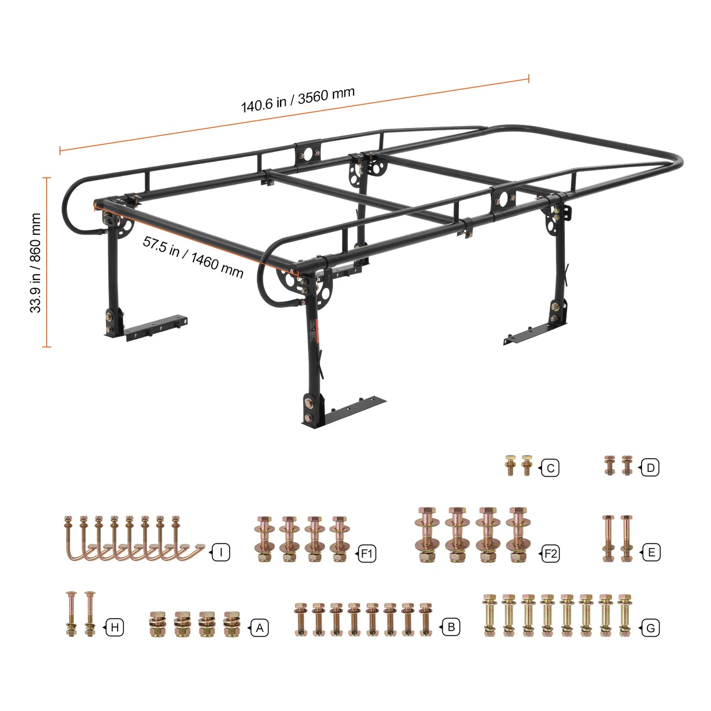 SucceBuy Truck Ladder Rack 1000LBS / 454 KG Strong Capacity Truck Racks for Long or Heavy Cargo 43.3-63 inch for Kayak  Ladder