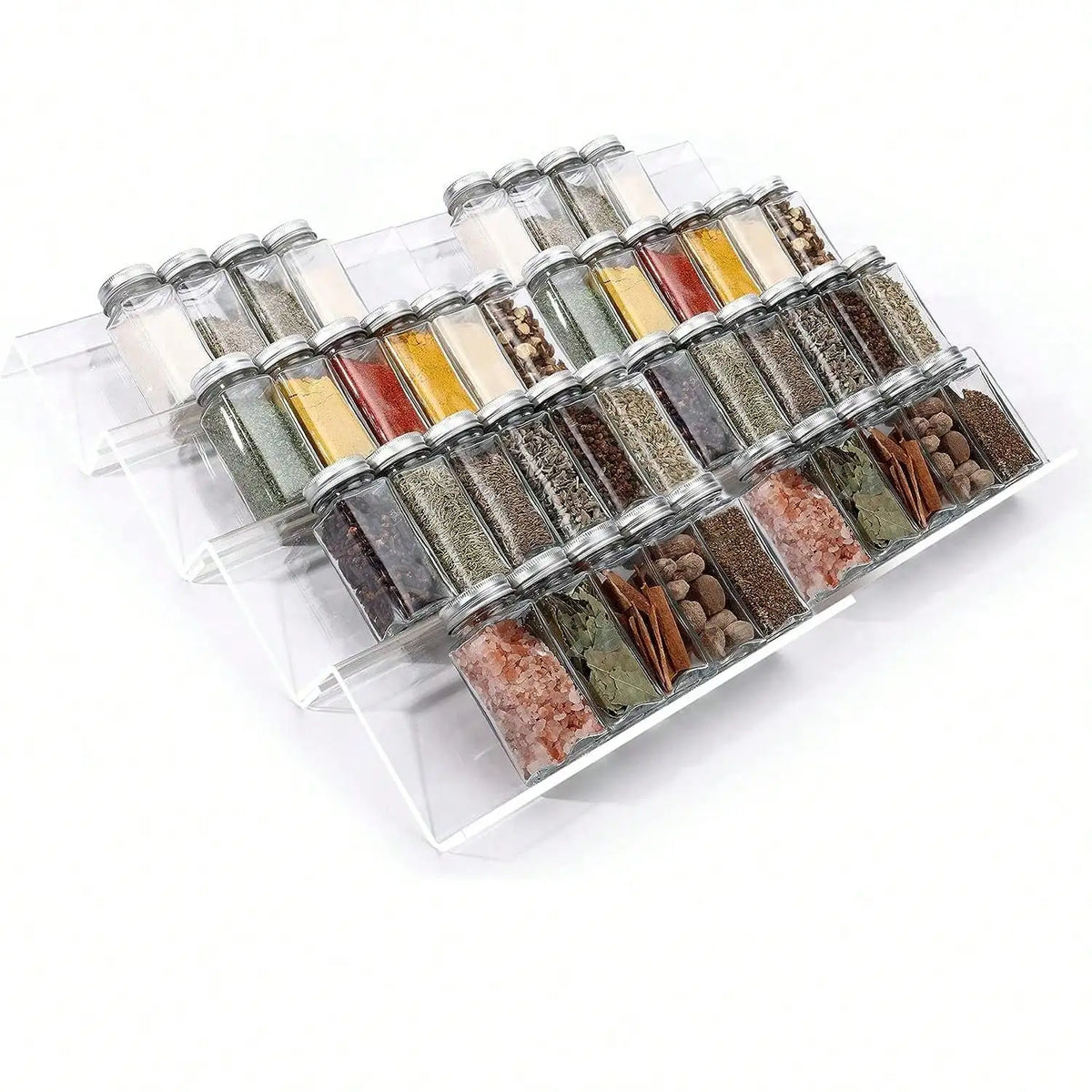 4 Layer Spice Drawer Organizer Adjustable Acrylic Spice Jars Rack Tray Expandable Seasoning Organizer Cabinet Kitchen Shelves