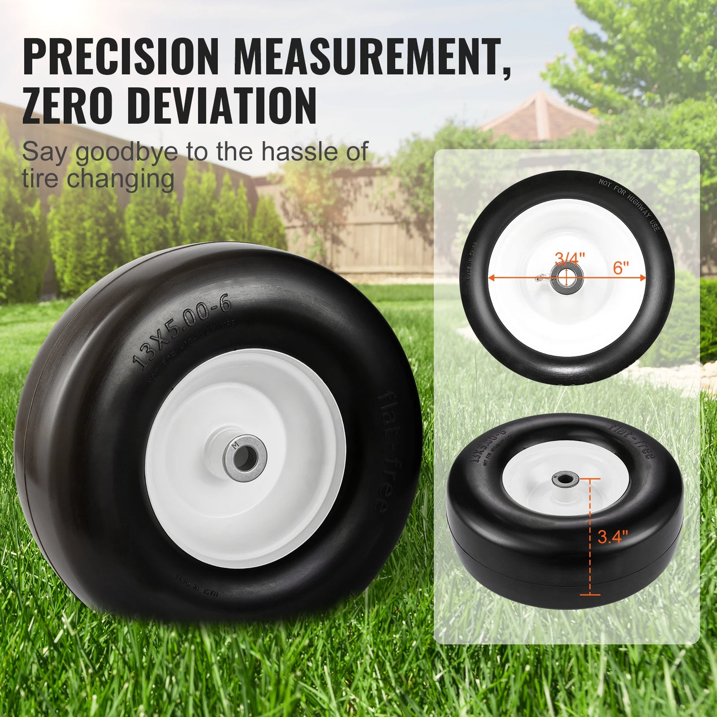 SucceBuy Lawn Mower Tires with Rim Tubeless Tractor Tires 2Pack Tire Wheel Assembly Pneumatic Tires for Riding Mower LawnTractor