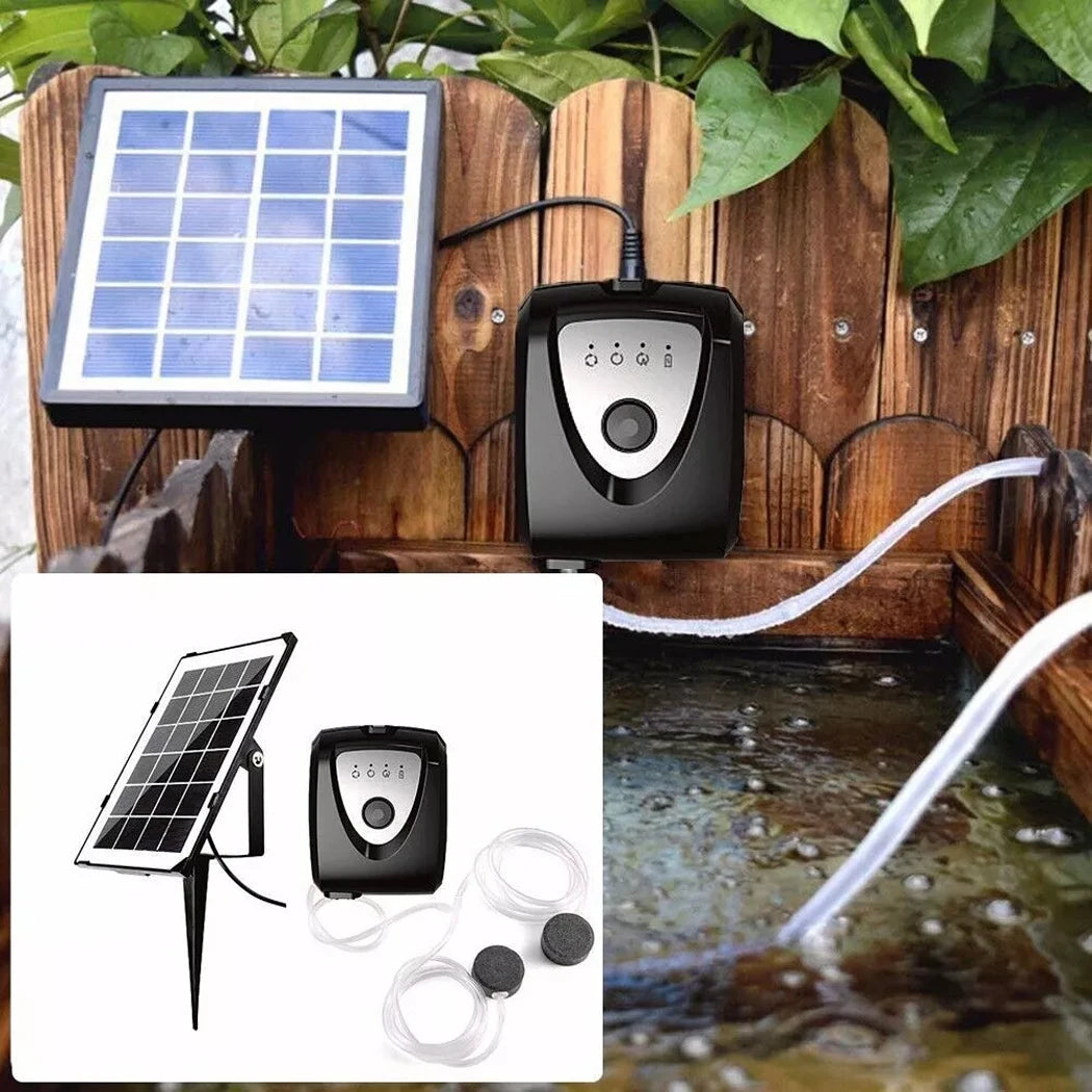 Solar Oxygenator Air Pump Kit Fish Pond Pool Water Oxygen Aerator 3 Modes
