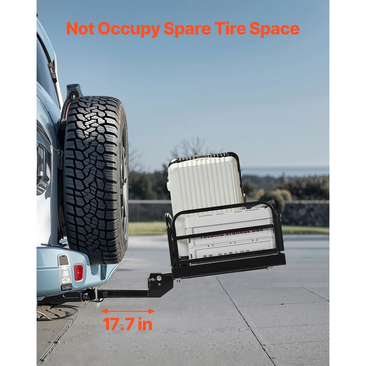 SucceBuy Hitch Cargo Carrier with Nighttime Reflective Reminder Folding Hitch Mount Cargo Carrier with Hitch Stabilizer for SUV