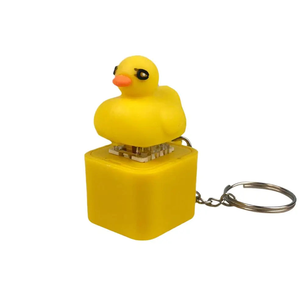 Little Yellow Duck Keychain Fidget Quacking Button Keyring Light-up Sound Toy Stress Relief Toy for Kids Adults