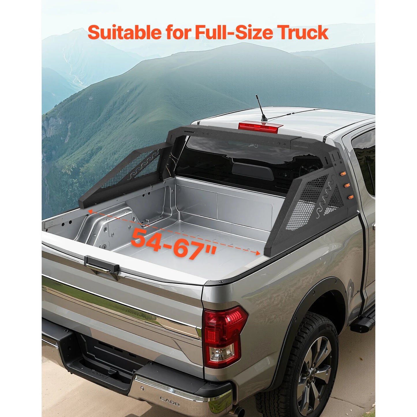 SucceBuy Truck Bed Roll Bar Universal Pickup Sport Adjustable Bar Chase Rack Carbon Steel Construction with LED Lights, No Rack