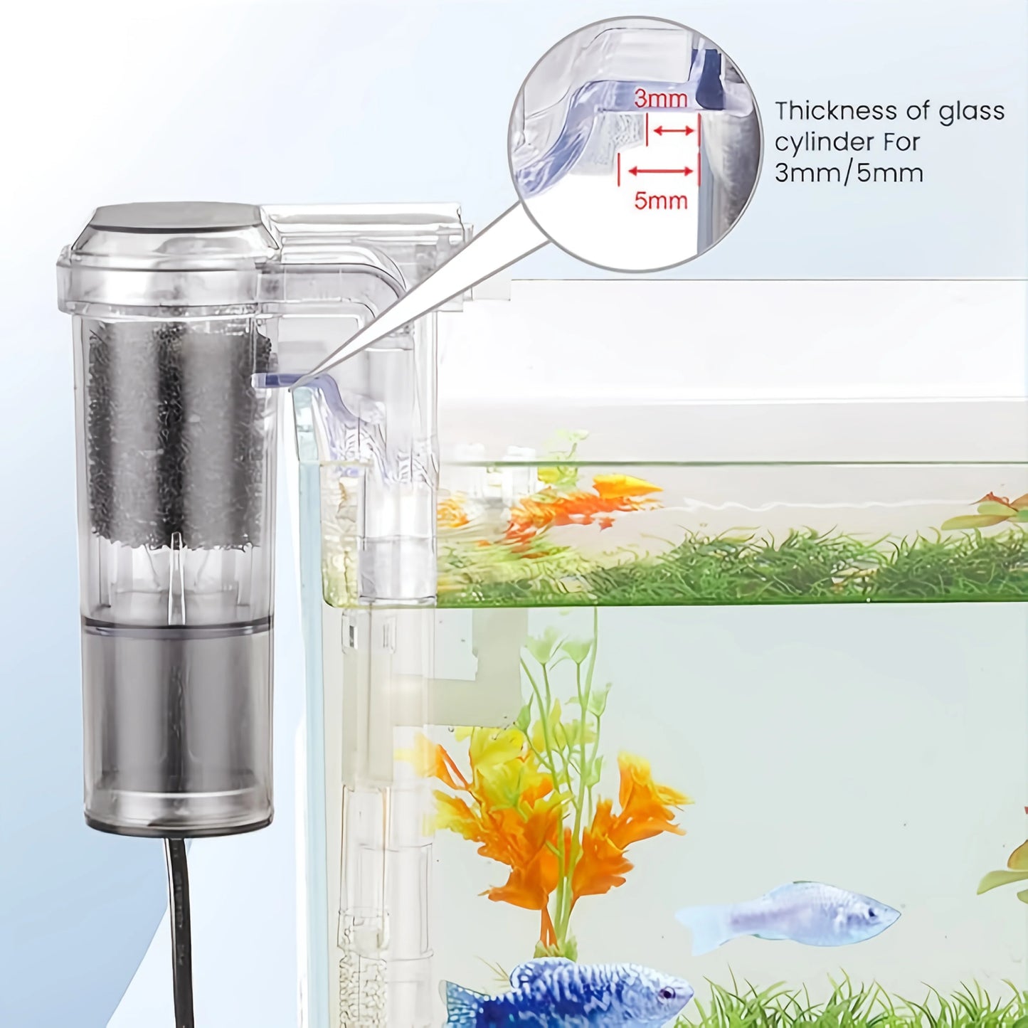 New Aquarium Hanging Filter Mini Filter Fish Tank USB power interface 2.5W Flow 250H/L Suitable for fish tanks below 30cm