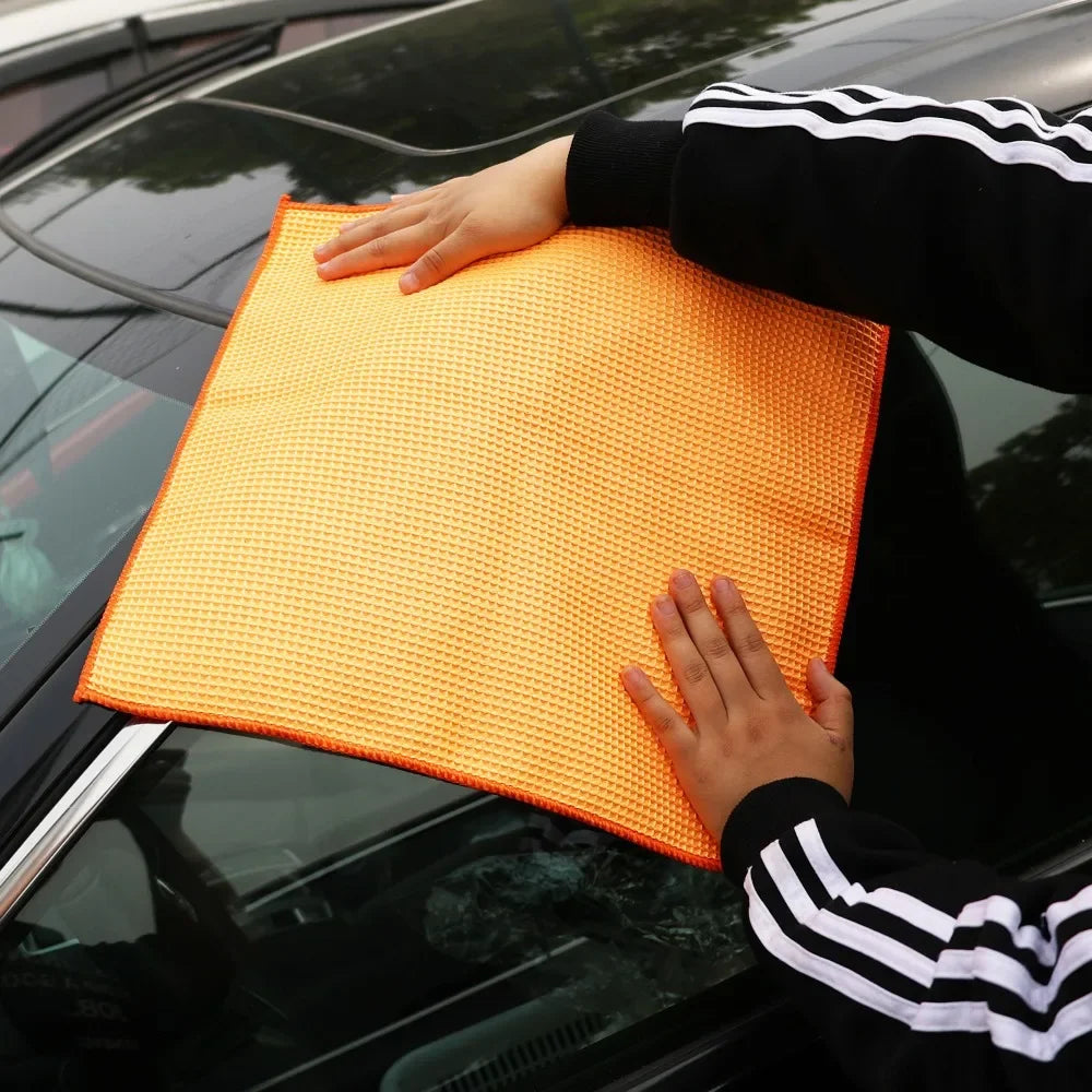Car Wash Towel Glass Cleaning Water Drying Microfiber Window Clean Wipe Auto Detailing Waffle Weave for Kitchen Bath Home Office