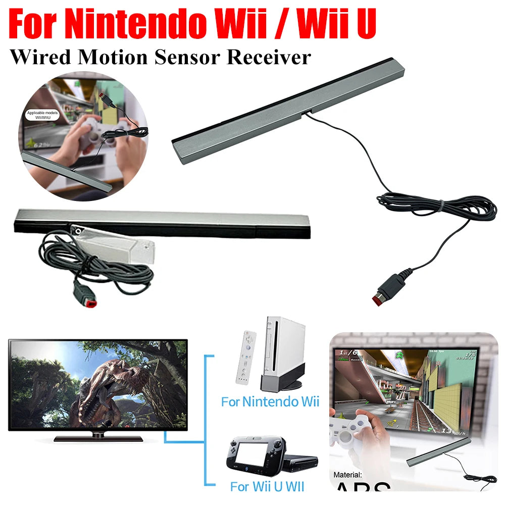 Wired Motion Sensor Receiver with Extension Cord Infrared IR Signal Ray Wired Remote Sensor Bar for  Wii Wii U Console